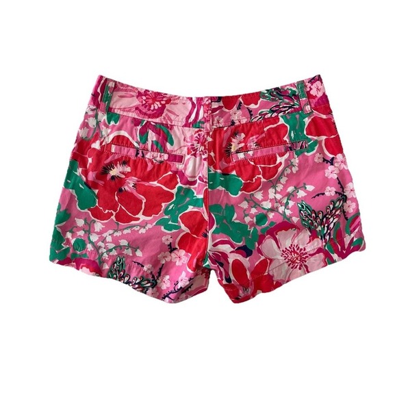 Lilly Pulitzer A Thing Called Love Red Pink Green Floral Callahan Shorts Sz‎ 4 - Picture 2 of 5